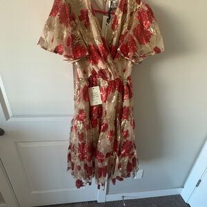 Red Floral Sequin Dress
